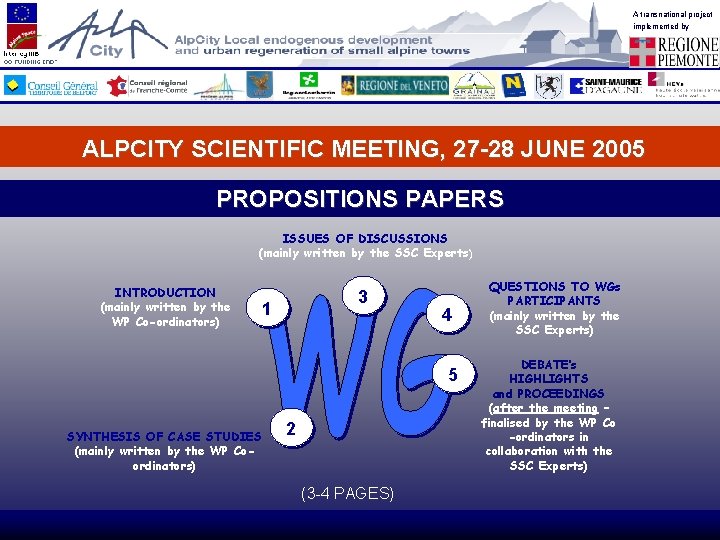 A transnational project implemented by ALPCITY SCIENTIFIC MEETING, 27 -28 JUNE 2005 PROPOSITIONS PAPERS