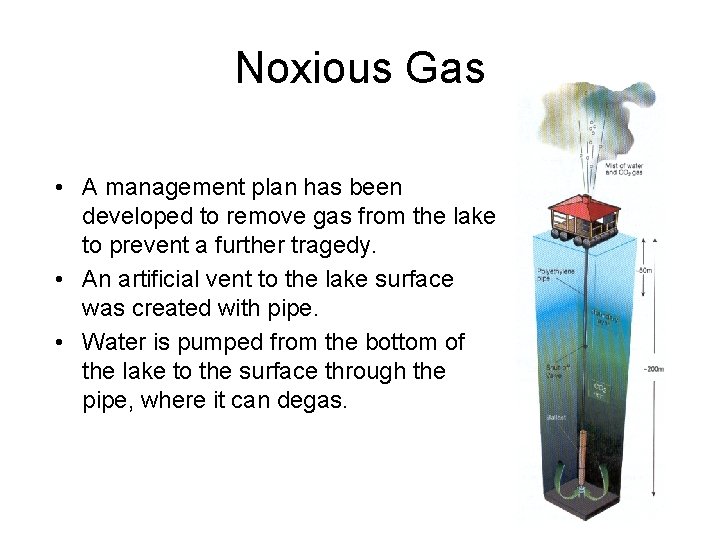 Noxious Gas • A management plan has been developed to remove gas from the