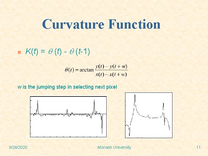 Curvature Function n K(t) = (t) - (t-1) w is the jumping step in