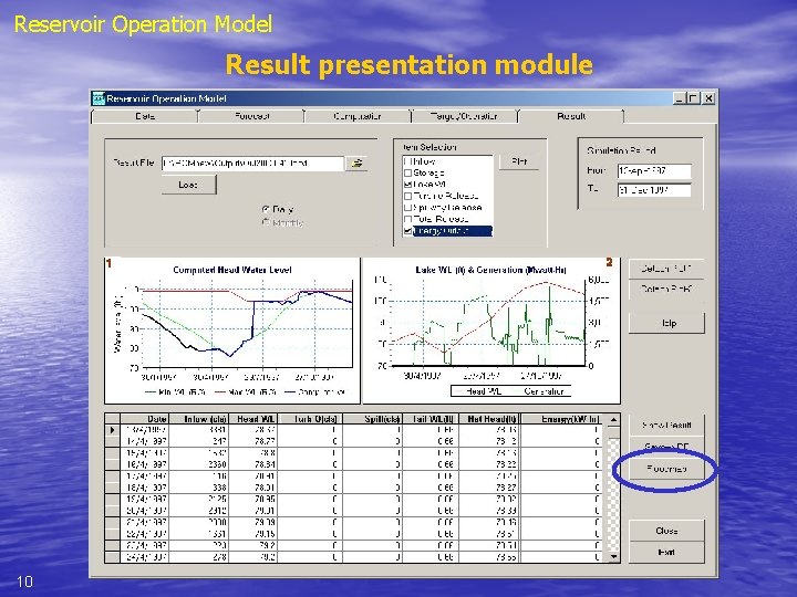 Reservoir Operation Model Result presentation module 1 10 2 