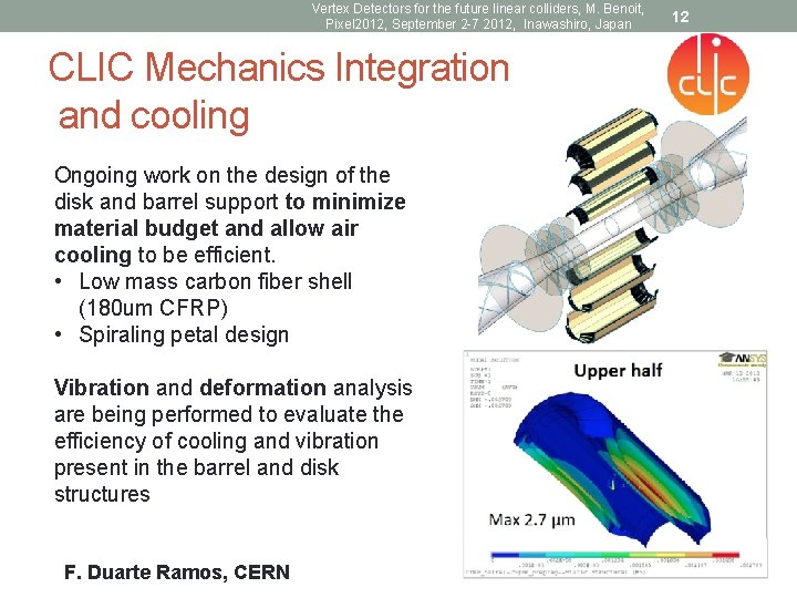 Vertex Detectors for the future linear colliders, M. Benoit, Pixel 2012, September 2 -7