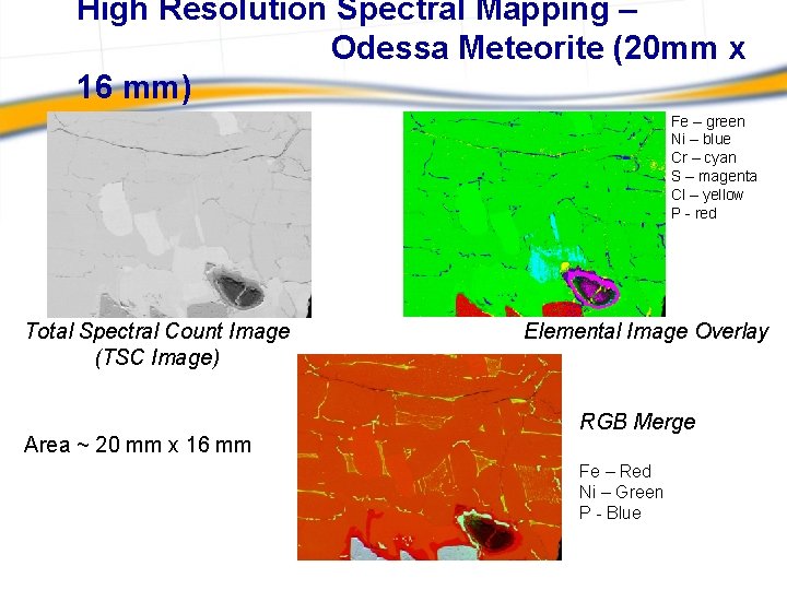 High Resolution Spectral Mapping – Odessa Meteorite (20 mm x 16 mm) Fe –