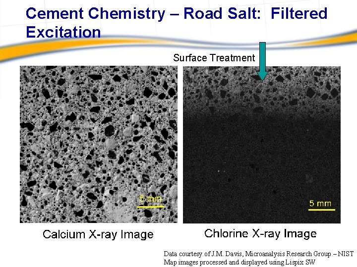 Cement Chemistry – Road Salt: Filtered Excitation Surface Treatment Data courtesy of J. M.