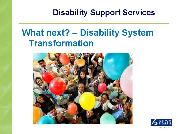 Disability Support Services What next? – Disability System Transformation 