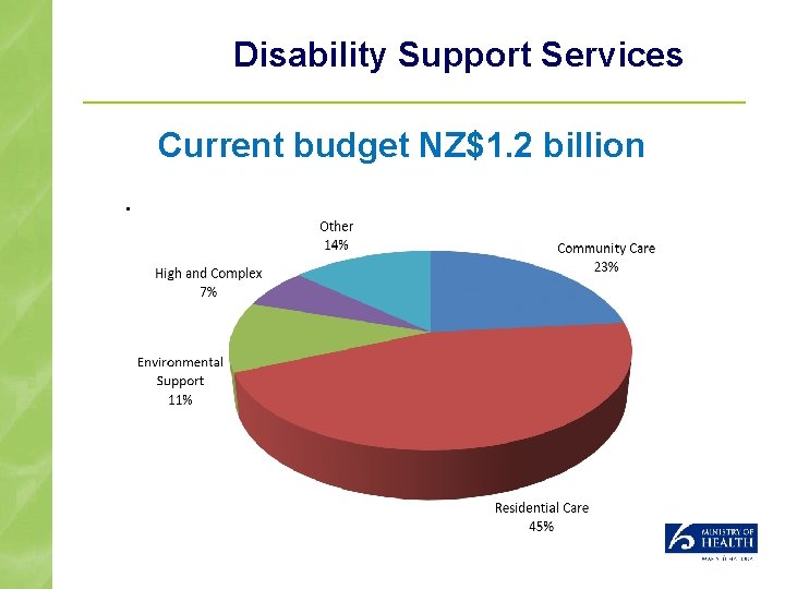 Disability Support Services Current budget NZ$1. 2 billion. 