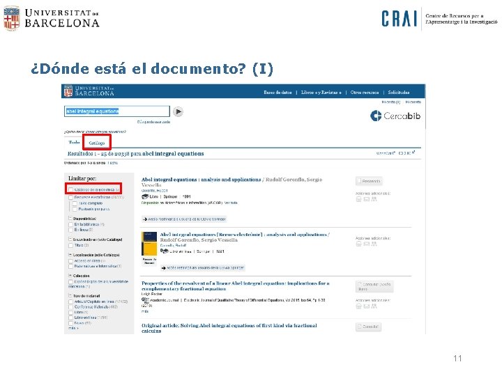 ¿Dónde está el documento? (I) 11 