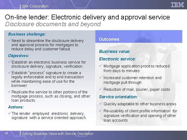 IBM Corporation On-line lender: Electronic delivery and approval service Disclosure documents and beyond Business