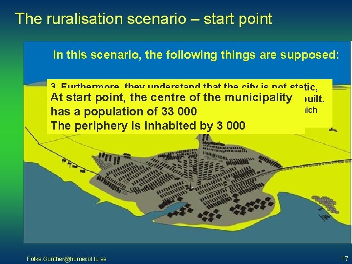 The ruralisation scenario – start point In this scenario, the following things are supposed:
