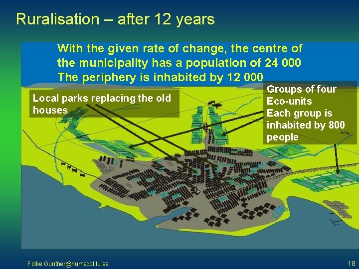 Ruralisation – after 12 years With the given rate of change, the centre of