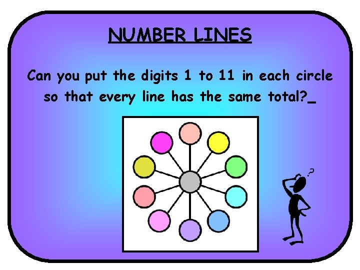 NUMBER LINES Can you put the digits 1 to 11 in each circle so NUMBER LINES Can you put the digits 1 to 11 in each circle so