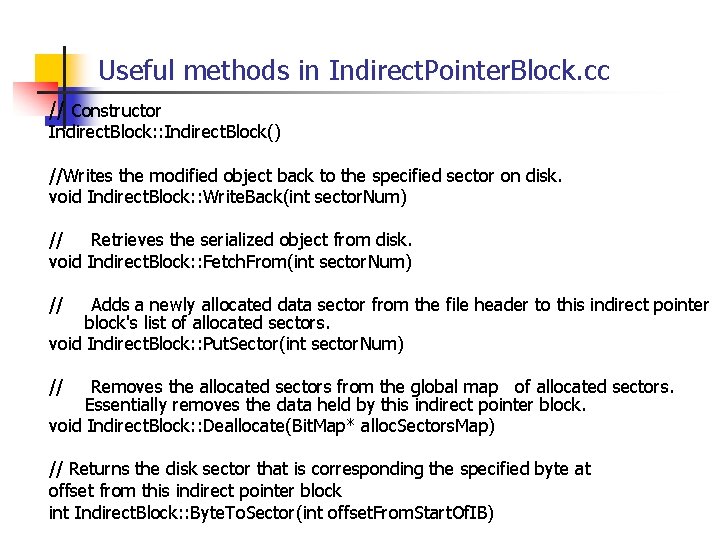 Useful methods in Indirect. Pointer. Block. cc // Constructor Indirect. Block: : Indirect. Block()
