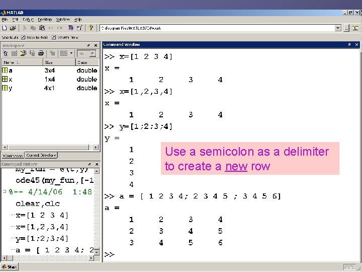Use a semicolon as a delimiter to create a new row 