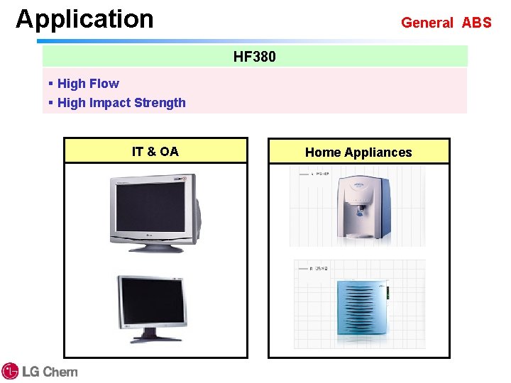 Application General ABS HF 380 § High Flow § High Impact Strength IT &