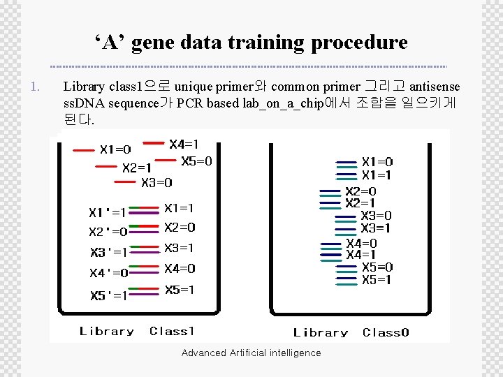 ‘A’ gene data training procedure 1. Library class 1으로 unique primer와 common primer 그리고