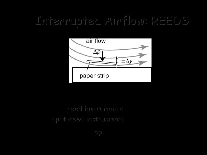 Interrupted Airflow: REEDS Musical examples: noisemakers, kazoos, bagpipes, reed instruments (clarinet, saxophone), split-reed instruments