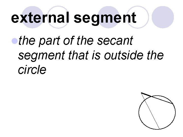 external segment lthe part of the secant segment that is outside the circle 