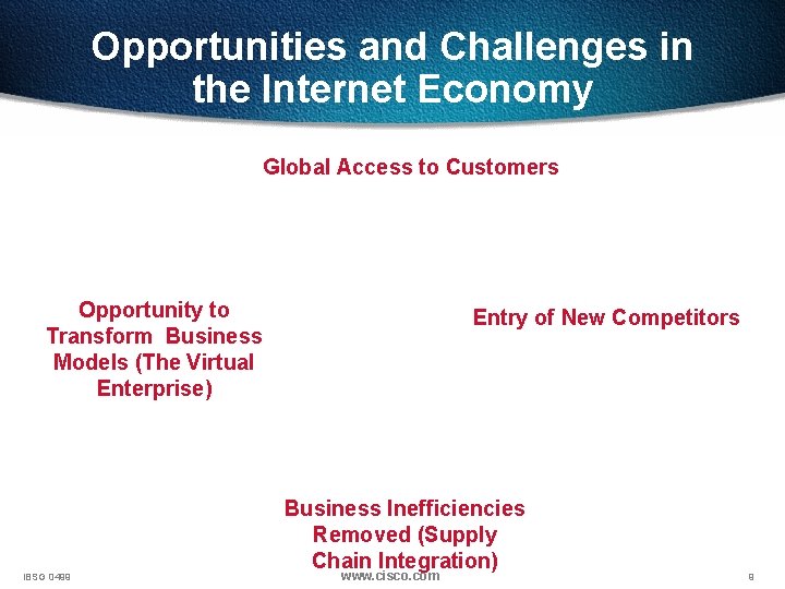 Opportunities and Challenges in the Internet Economy Global Access to Customers Opportunity to Transform