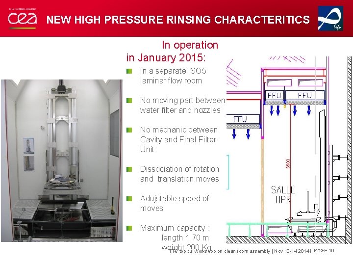 NEW HIGH PRESSURE RINSING CHARACTERITICS In operation in January 2015: In a separate ISO