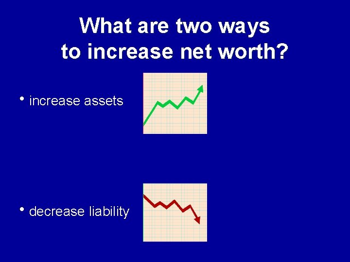 What are two ways to increase net worth? hincrease assets hdecrease liability 