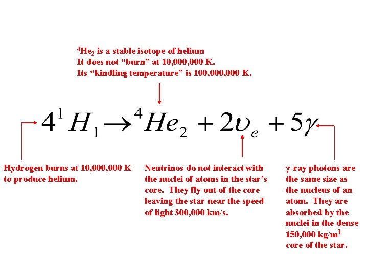 4 He is a stable isotope of helium It does not “burn” at 10,