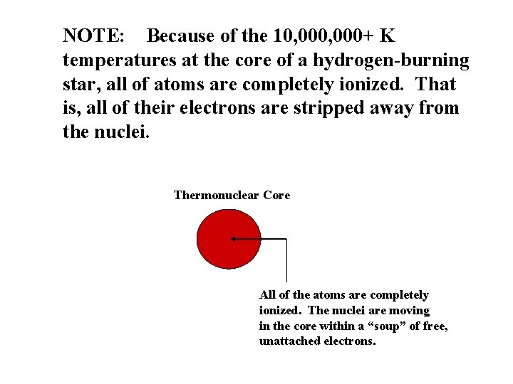 NOTE: Because of the 10, 000+ K temperatures at the core of a hydrogen-burning