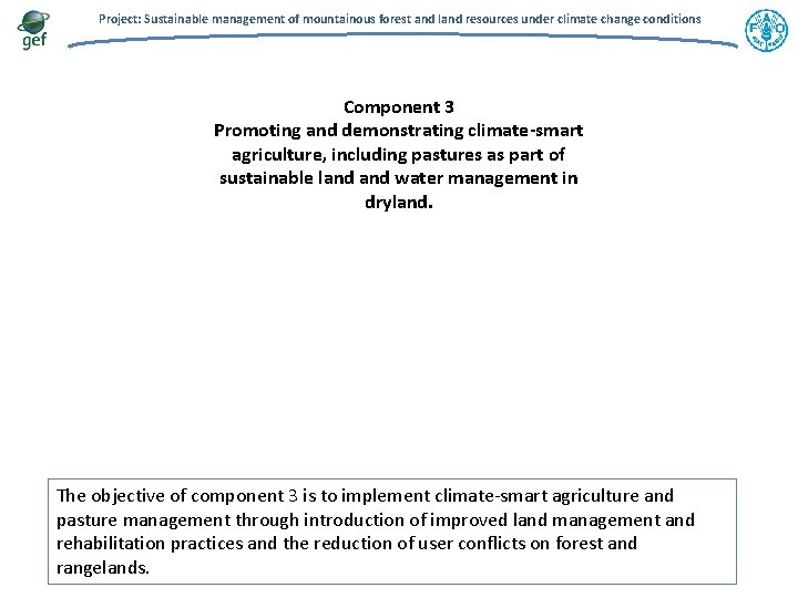 Project: Sustainable management of mountainous forest and land resources under climate change conditions Component