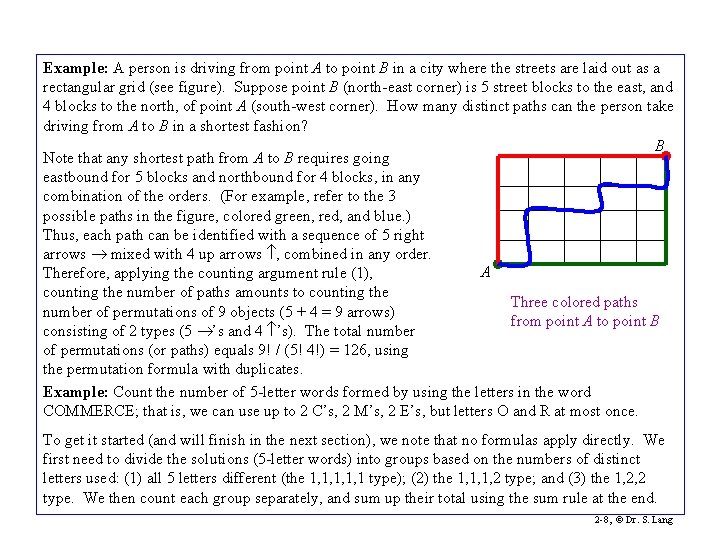 Example: A person is driving from point A to point B in a city