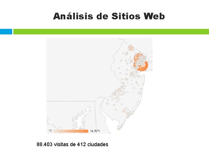 Análisis de Sitios Web 88. 403 88, 403 visitas visits from de 412 ciudades