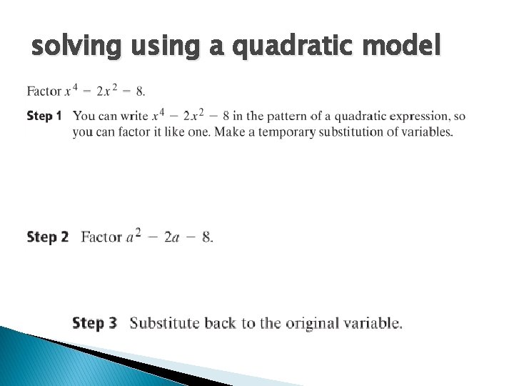 solving using a quadratic model 