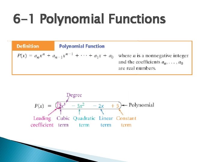 6 -1 Polynomial Functions 