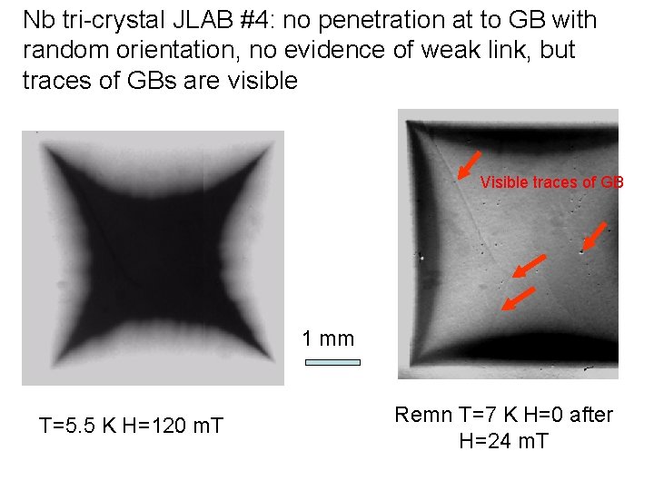 Nb tri-crystal JLAB #4: no penetration at to GB with random orientation, no evidence