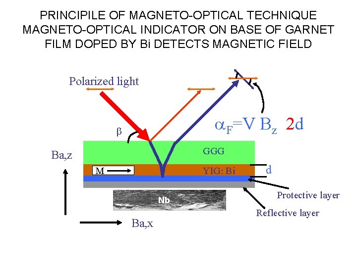 PRINCIPILE OF MAGNETO-OPTICAL TECHNIQUE MAGNETO-OPTICAL INDICATOR ON BASE OF GARNET FILM DOPED BY Bi