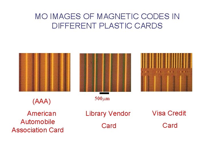 MO IMAGES OF MAGNETIC CODES IN DIFFERENT PLASTIC CARDS (AAA) American Automobile Association Card