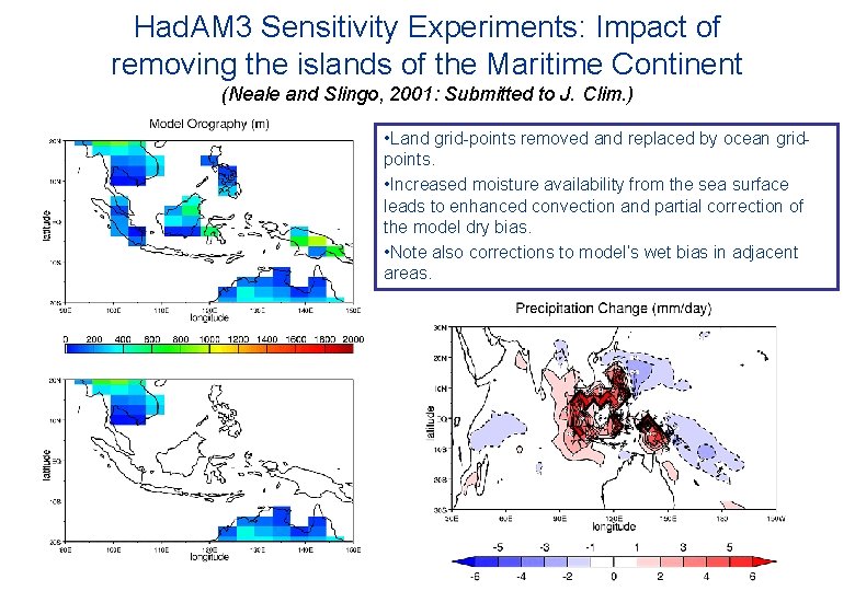 Had. AM 3 Sensitivity Experiments: Impact of removing the islands of the Maritime Continent