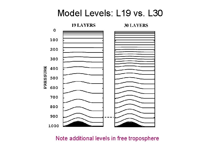 Model Levels: L 19 vs. L 30 Note additional levels in free troposphere 