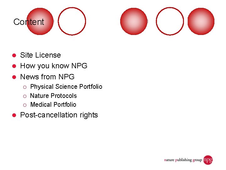 Content Site License l How you know NPG l News from NPG l ¡
