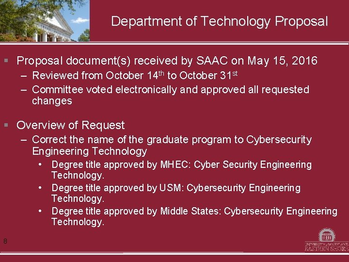 Department of Technology Proposal § Proposal document(s) received by SAAC on May 15, 2016
