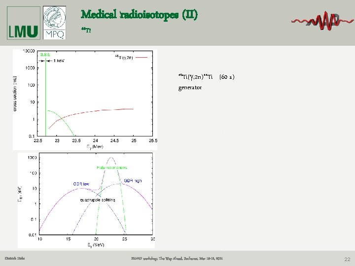 Medical radioisotopes (II) 44 Ti 46 Ti(g, 2 n)44 Ti generator Dietrich Habs (60