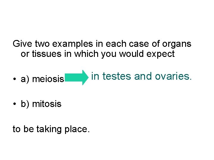 Give two examples in each case of organs or tissues in which you would