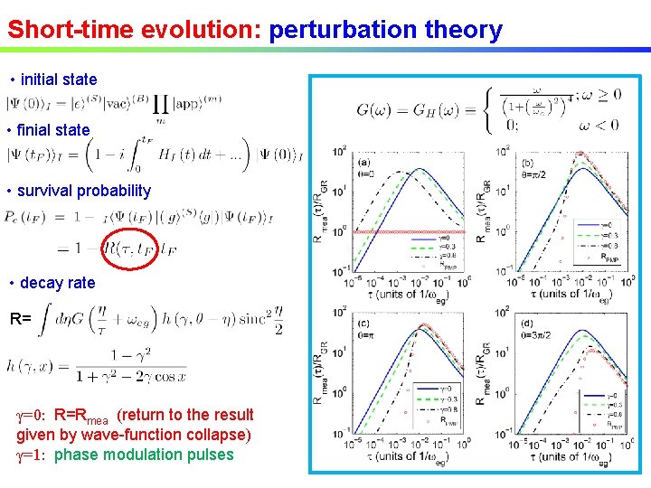 Short-time evolution: perturbation theory • initial state • finial state • survival probability •