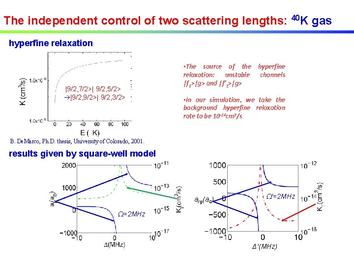 The independent control of two scattering lengths: 40 K hyperfine relaxation |9/2, 7/2>| 9/2,