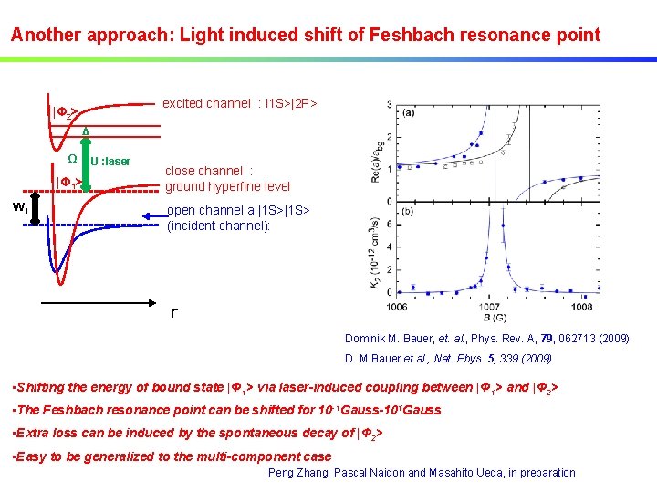 Another approach: Light induced shift of Feshbach resonance point excited channel : l 1