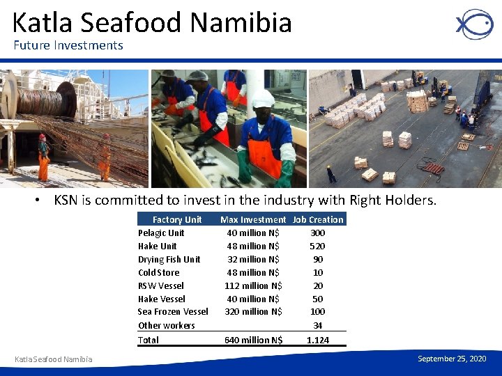Katla Seafood Namibia Future Investments • KSN is committed to invest in the industry