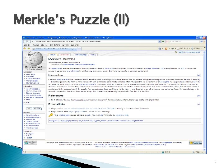 Merkle’s Puzzle (II) 3 