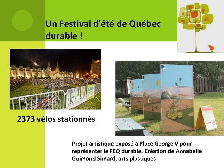 Un Festival d'été de Québec durable ! 2373 vélos stationnés Projet artistique exposé à