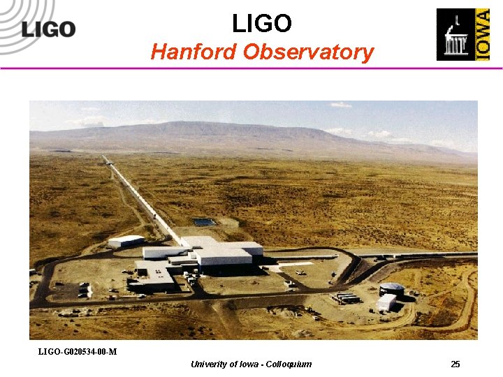 LIGO Hanford Observatory LIGO-G 020534 -00 -M Univerity of Iowa - Colloquium 25 