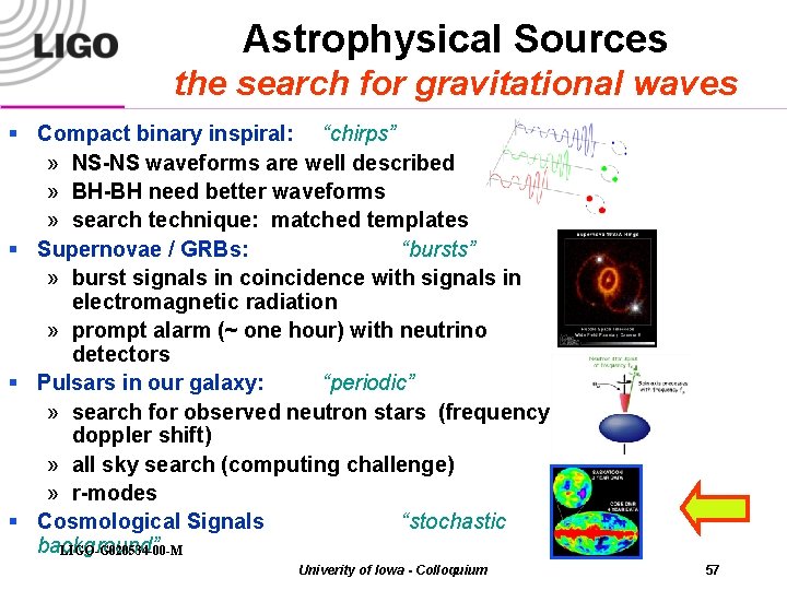 Astrophysical Sources the search for gravitational waves § Compact binary inspiral: “chirps” » NS-NS