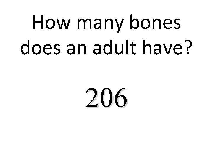 How many bones does an adult have? 206 