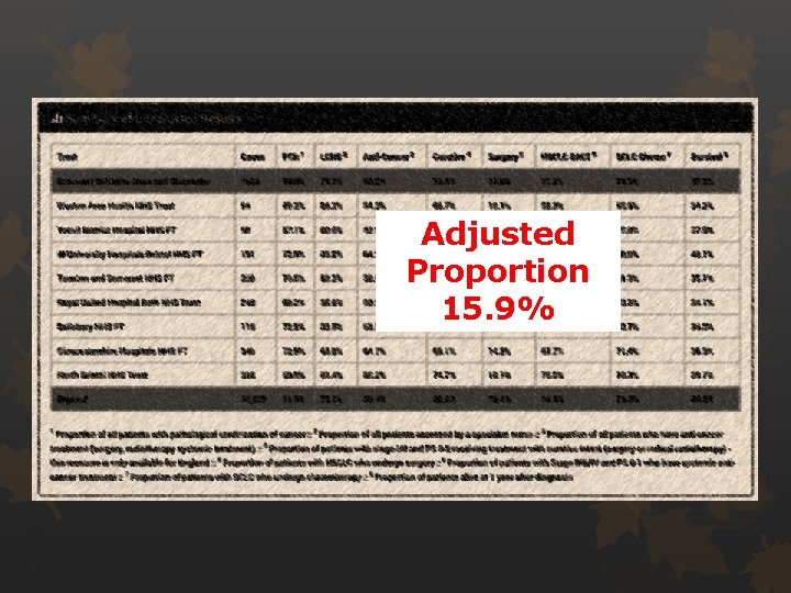 Adjusted Proportion 15. 9% 