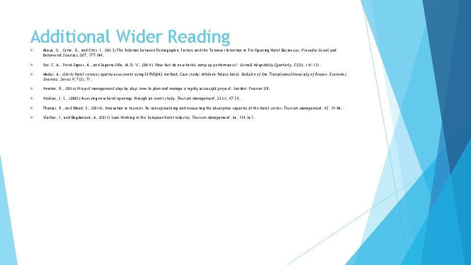 Additional Wider Reading Akova, O. , Cetin, G. , and Cifci, I. , (2015)